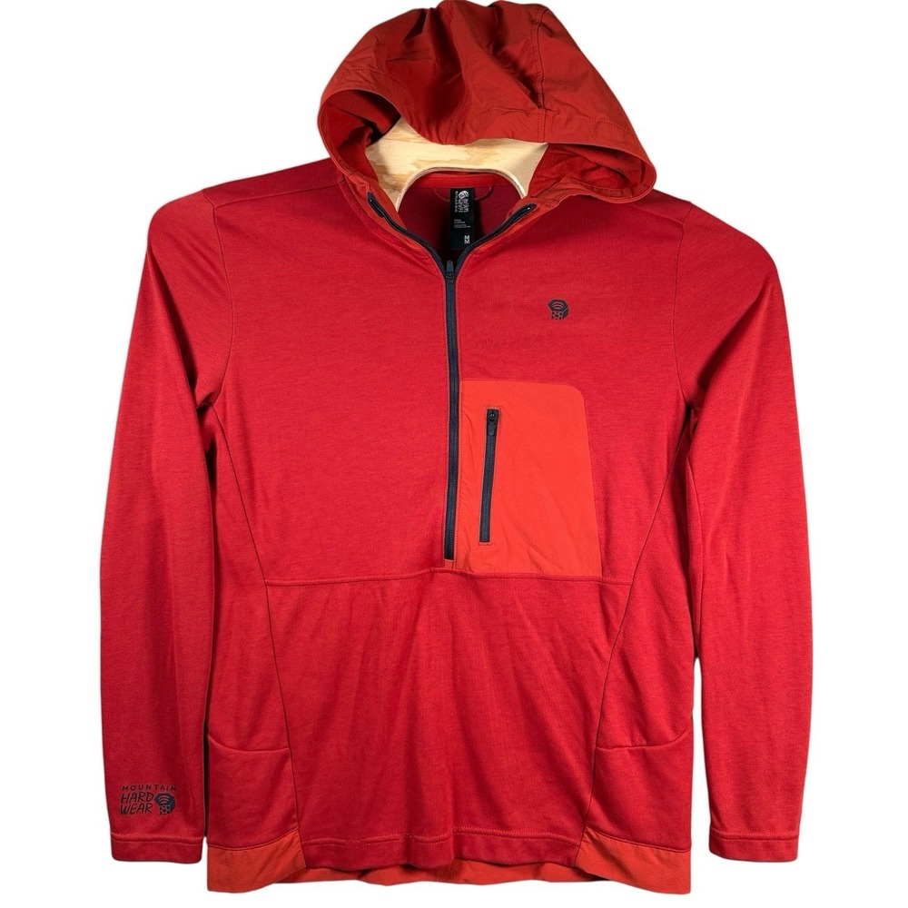 Mountain Hardwear Red Men's Hooded Half-Zip Pullover